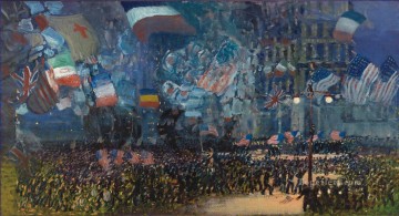 George Luks Painting - Armistice Night George luks cityscape street scenes